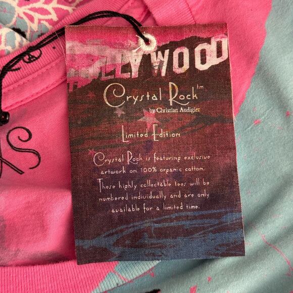 Christian Audigier Crystal Rock Y2K Shirt Womens XS Tokyo Sun Cherry Blossom Tee - Picture 4 of 12